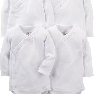 Carter's Unisex Baby 4-Pack Long Sleeve Side Snap Bodysuits - Newborn Comfort